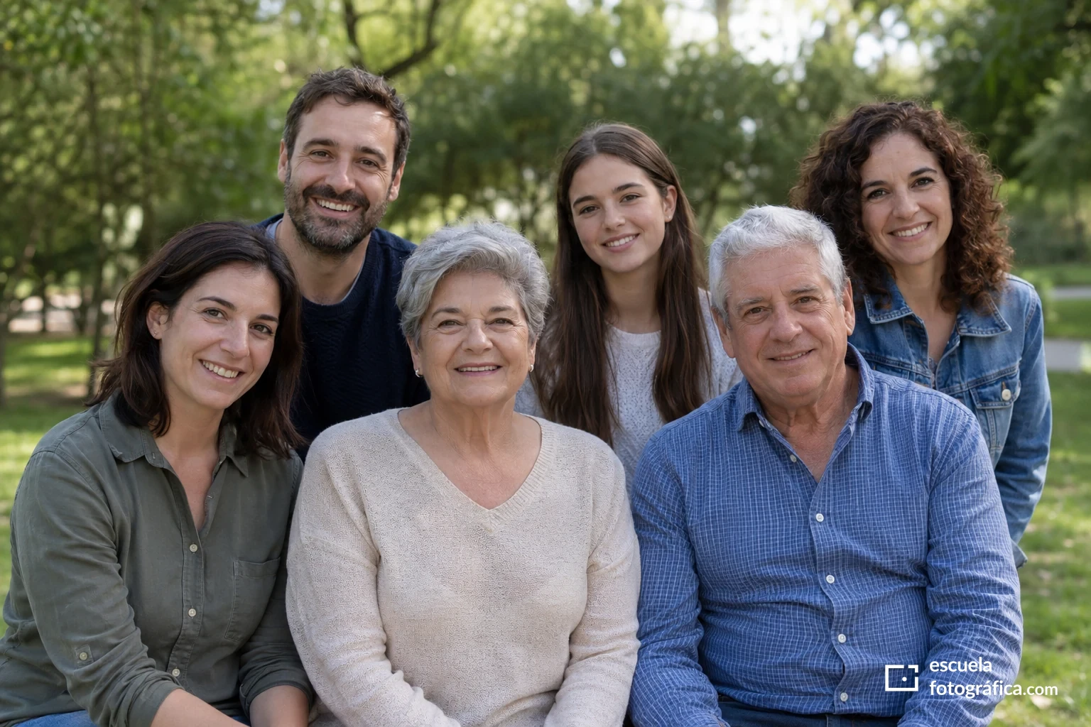 Seis personas adultas en dos filas con los rostros visibles.