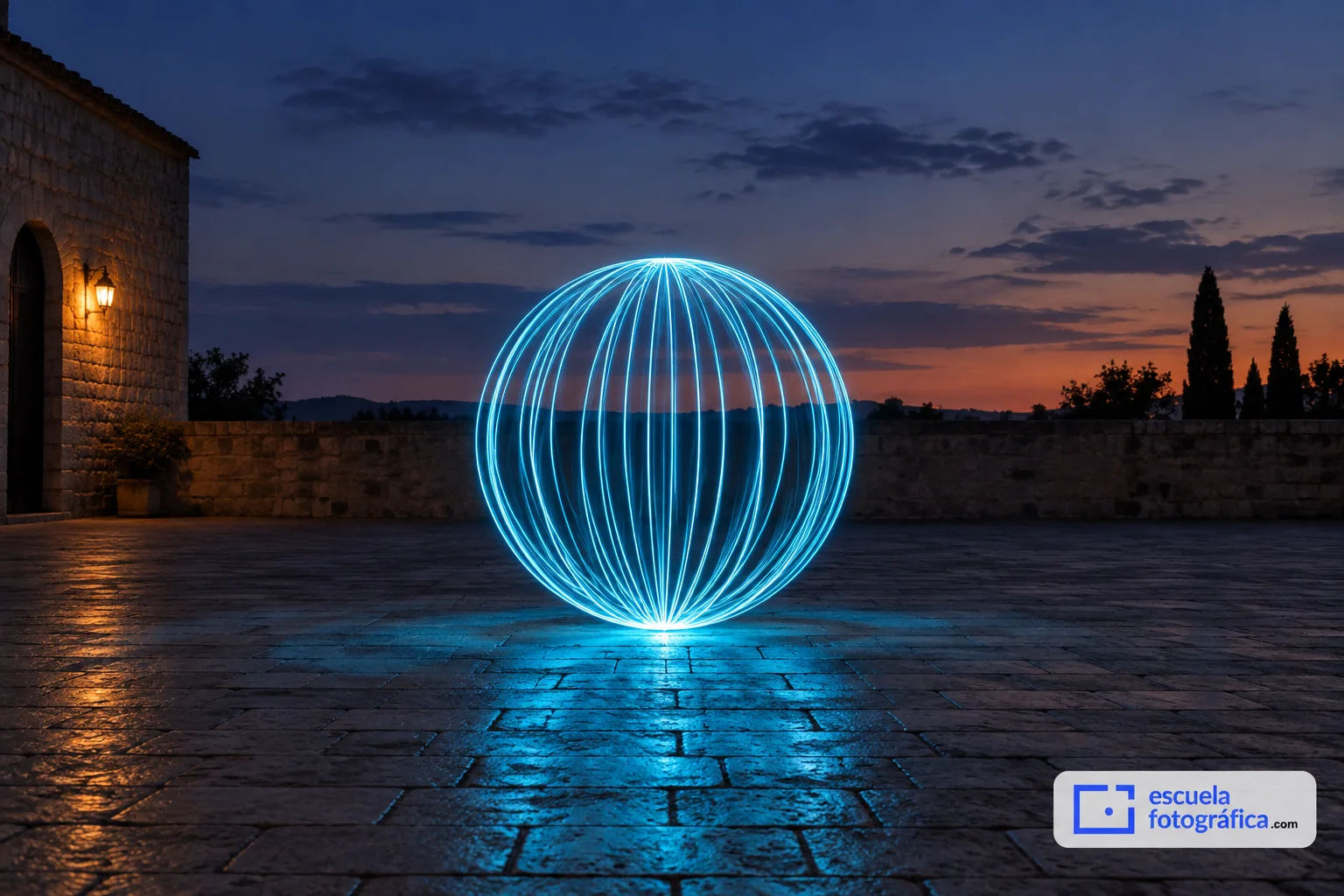 Esferas de luz con LED: mantener el centro y cerrar el recorrido