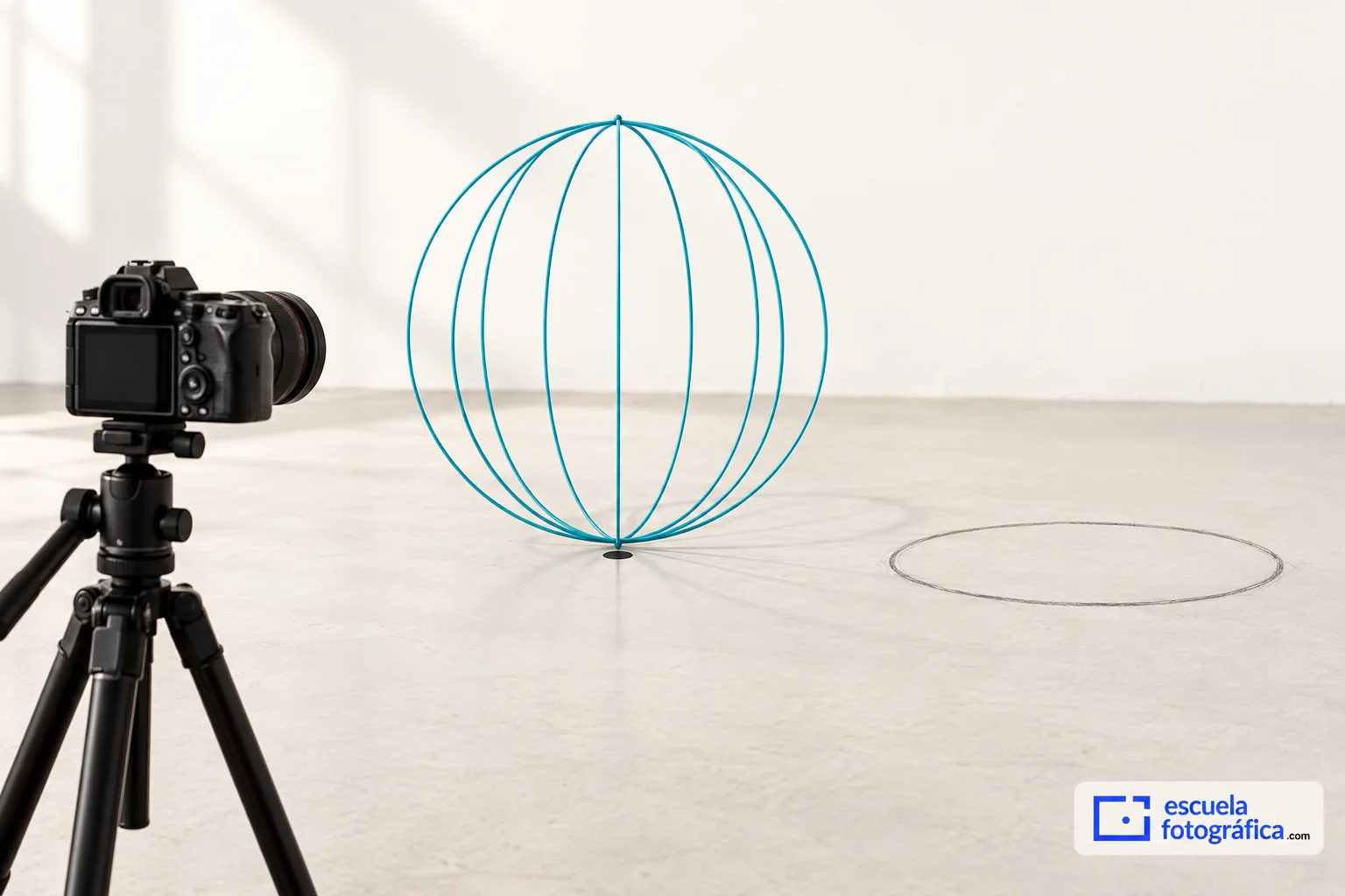Esquema conceptual de una esfera formada por círculos verticales